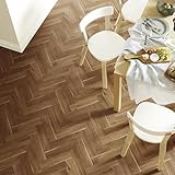 壁紙屋本舗 クッションフロア フロアシート 約 182cm幅 木目 ヘリンボーン 茶色 ブラウン 拭ける 床 シート トイレ 玄関 賃貸 サンゲツ HM12091 約182cm×800cm (8m) 【受注生産品・キャンセル不可】