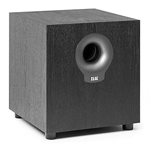 ELAC Debut Subwoofer S10.2, actieve luidspreker voor muziekweergave via stereo-installatie, ideale versterker voor diepe bassen en krachtige geluiden, 200 W, zwart decor