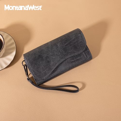 Montana West Large Women's Wallets Trifold Money Organizers Rfid Phone Wristlet Wallet for Ladies Female with ID Holder and Zipper Coin Purse — view 6