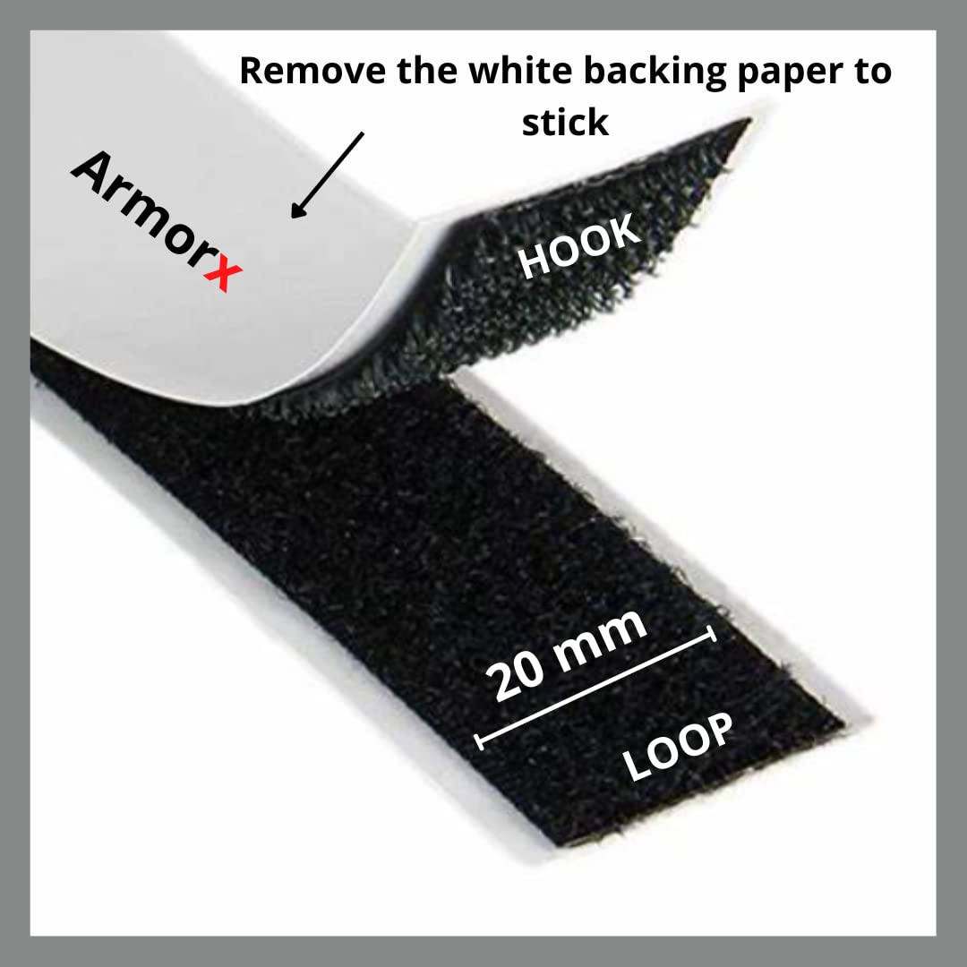 Armorx Self Adhesive Fastener Hook & Loop Multi-Functional Mounting Stick-On Tape - White - 25 feet 1