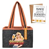 Lustiges Geschenk – Herren- und Damen-Tragetasche für Bier mit Flaschenöffner und Grußkarte – Filz-Tragetasche und Aufbewahrungsbeutel für bis zu 6 Flaschen oder Dosen – Set für Sekt, Wein oder Bier
