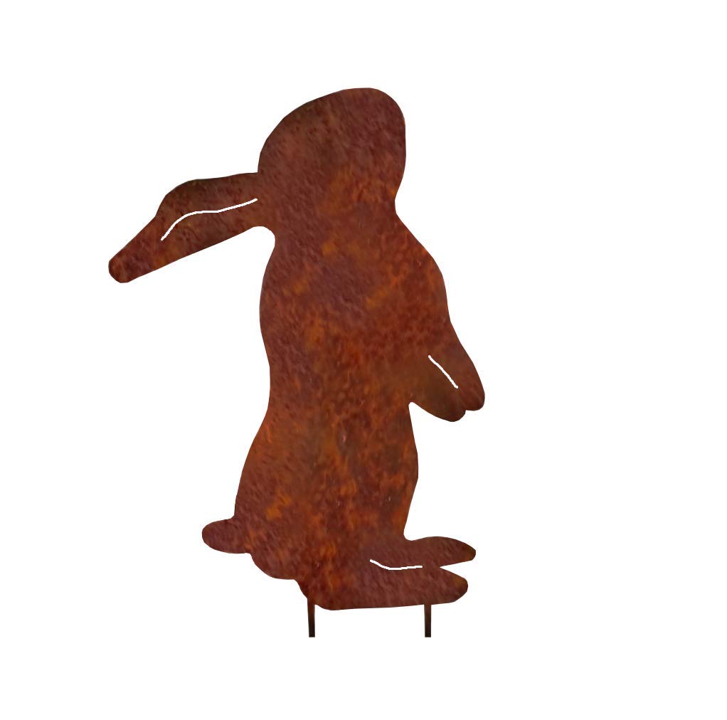 Lapin 40 cm Métal Rouille Décoration de Jardin Acier Rouille Grand