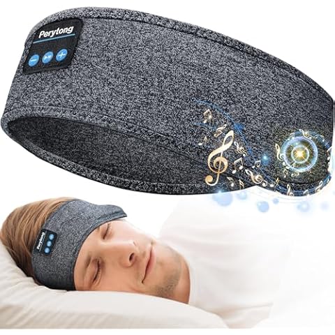 Perytong Bluetooth Headband, Sleep Headphones Band for Side Sleepers - Sleeping Headphones Headband with Thin Speaker Microphone Handsfree Best Gift Ideas for Women Men Cover