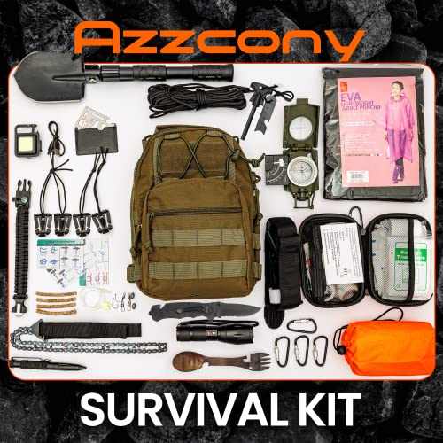 Survival Kits & First Aid Kit & Tourniquet - Go Bug Out Bag Survival Gears With Compass Flashlight Shovel Fire Starter - Tactical Military Edc Backpack For Outdoor Camping Scout - Gifts For Men #TOP6