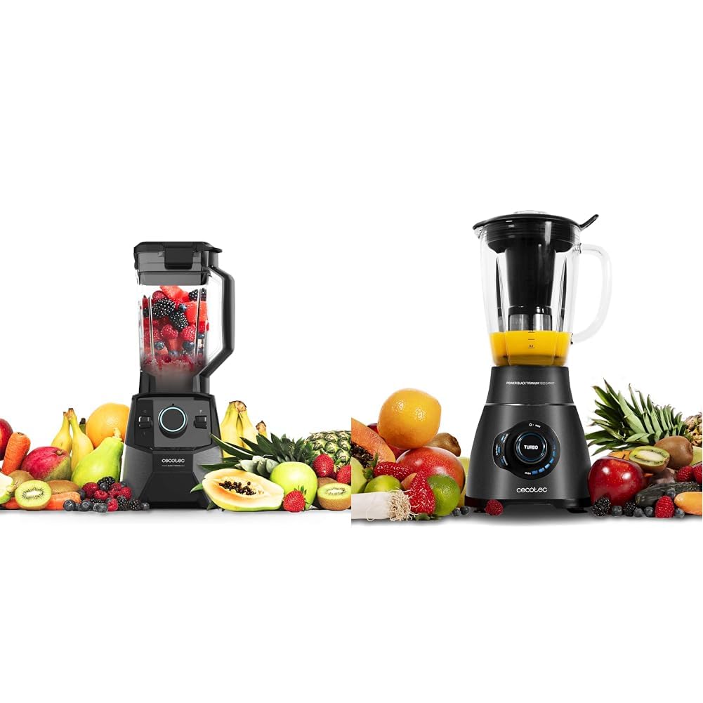 Cecotec Batidora de Vaso Power Black Titanium 2600MAX Pro. 2600W de Máxima Potencia & Batidora de Vaso Power Black Titanium 2500MAX Smart. 2500W Maxima Potencia