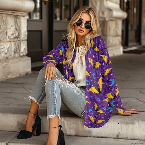 Image of Forchrinse Red Ladybug Cardigan for Women Causal Long Sleeve Open Front Cardigans Sweater Fashion 2024 Fall Coat with Pockets