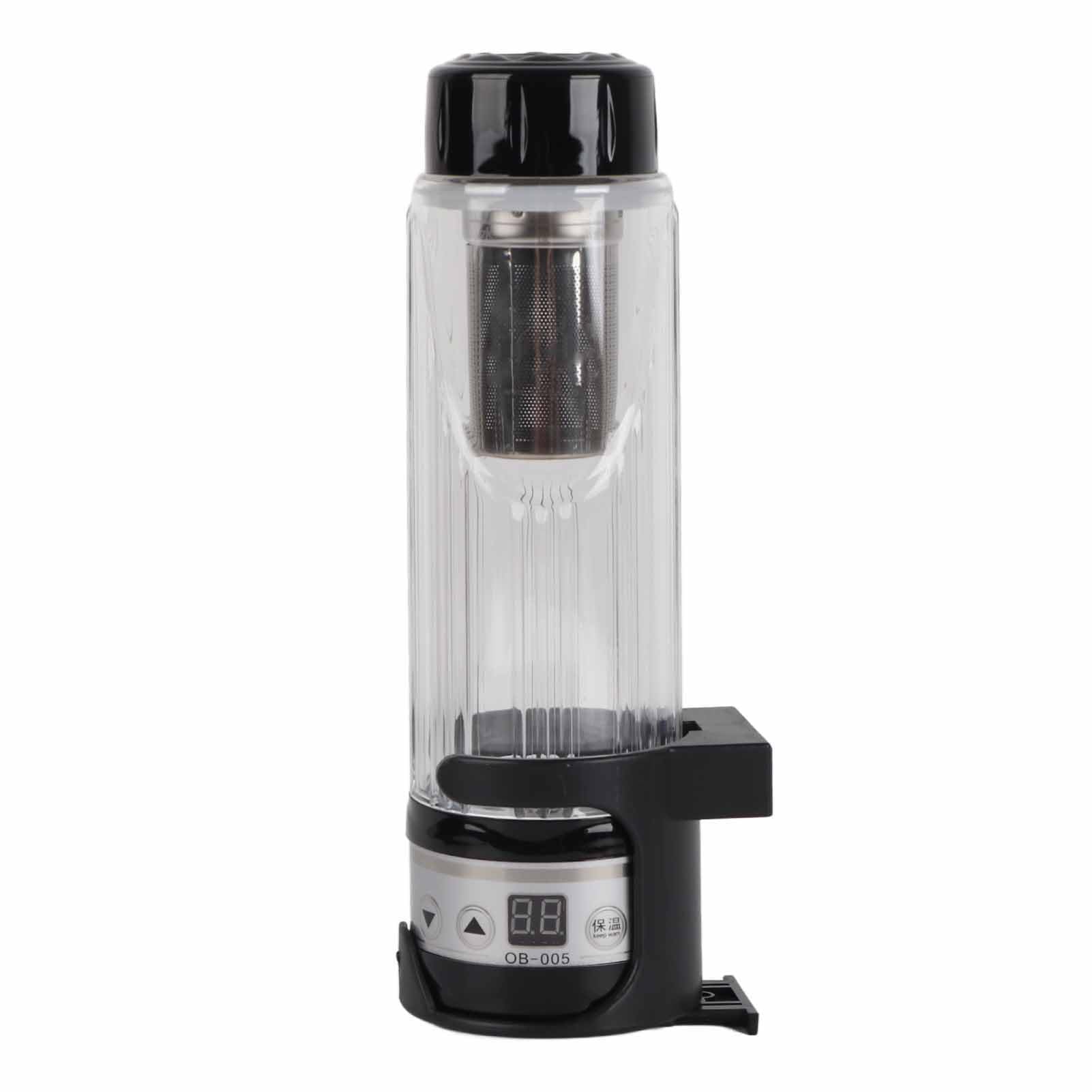 Hervidor Eléctrico Para Automóvil De 420 Ml, Calentador De Agua Portátil Para Automóvil De 12 V/24 V, Taza De Café Calentada Con Temperatura Ajustable De 95W(Negro)