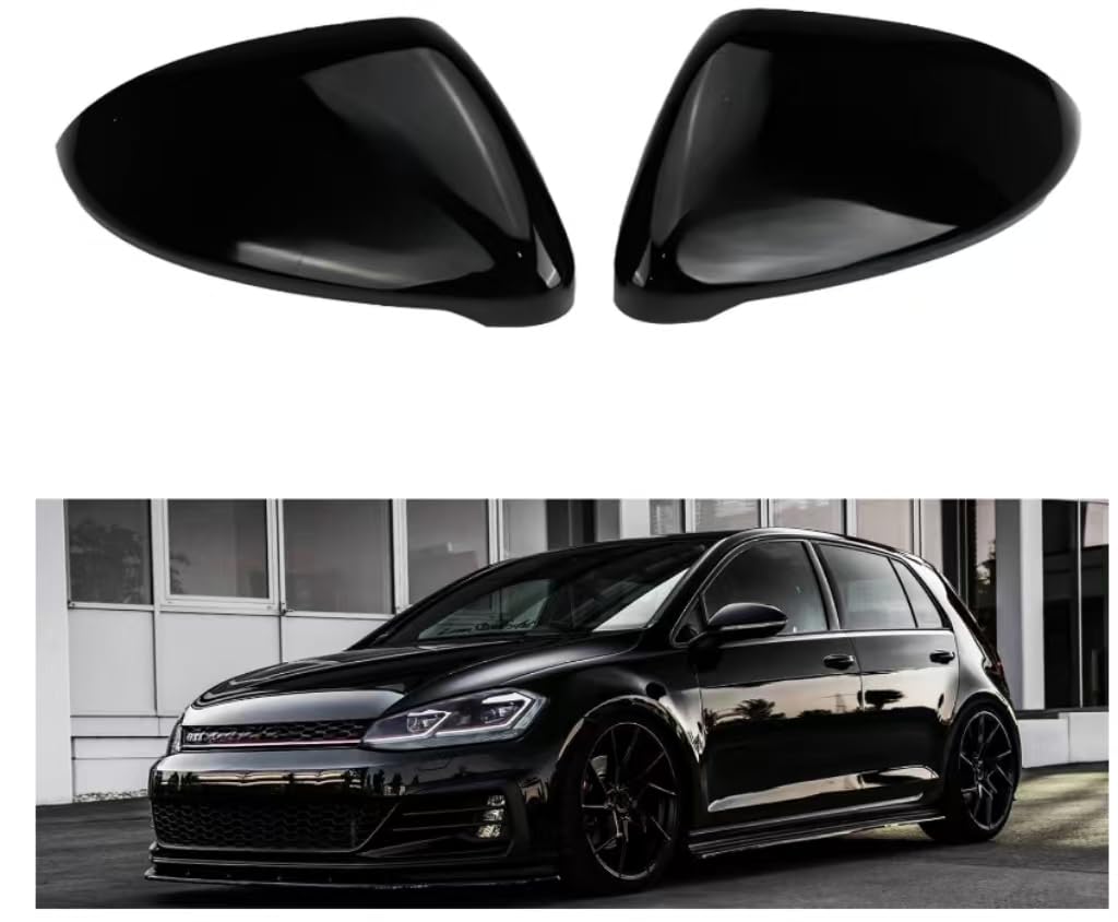Mirror Covers Caps Fit for VW Golf MK7 7.5 GTI 7 7 R E-GOLF Touran L 2013-2020 (Glossy Black)