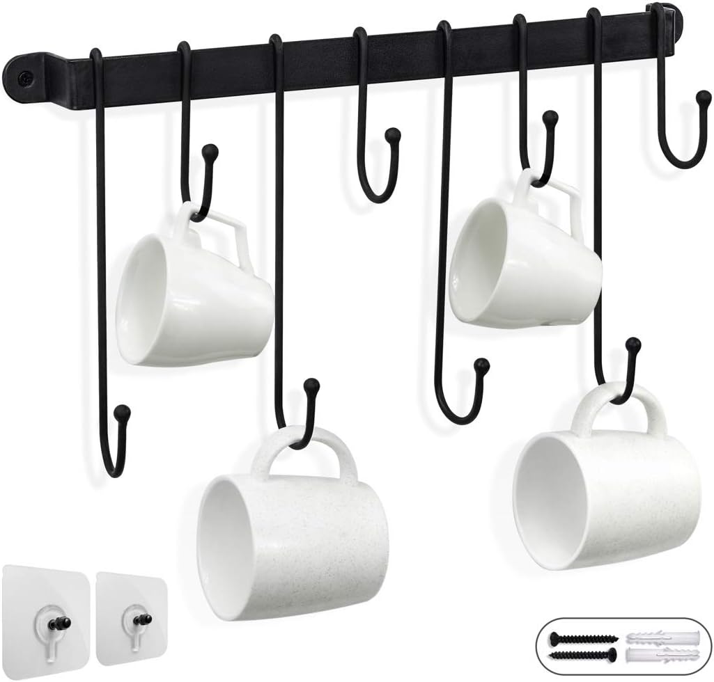 Kitchen Rail Rack with Hooks (17 inches) Arrange Kitchenware Wall Mounted Utensil Rack Amazon