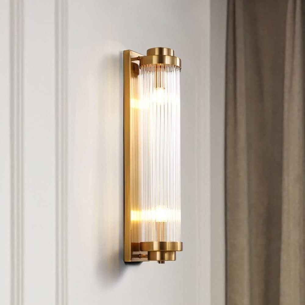 Prettiee Modern Rotatable Long Tube Wall Lamp with Clear Glass Gold and Black Wall Light Sconce for Living Room Balcony Hallway and Dining Room Stylish and Functional Lighting Fixture (Style a 60CM)