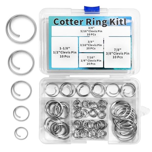 70 Pcs 5 Sizes Stainless Steel Cotter Ring Kit, Durable Marine Stainless Steel Split Rings, Stainless Cotter Pins Marine for Securing Clevis Hitch Pins, Corrosion Resistant Sailboat Rigging Hardware