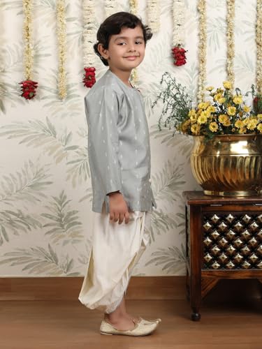 Image of POLKA TOTS Pure Cotton Traditional Dhoti Kurta Set for Baby Boys, Toddlers & Kids | Soft and Breathable Cotton Ethnic Dress for Festivals and Weddings | Traditional Elegant Indian Festive Clothing