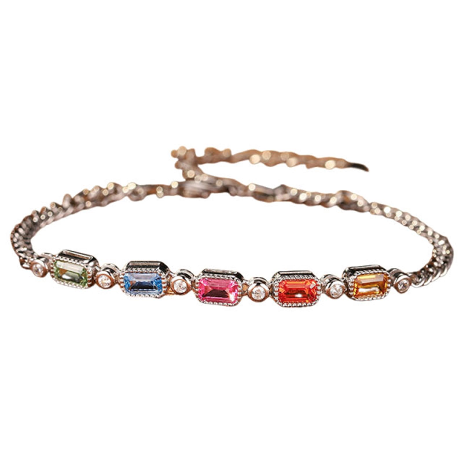 Pulseras para hermana mayor para mujer, cadena de oro blanco de 9 quilates, 14 quilates y 18 quilates con zafiro y moissanita creados en laboratorio de 3,5 quilates, pulseras de abalorios para