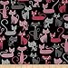 Kaufman Whiskers & Tails Cats Allover Black Fabric By The Yard