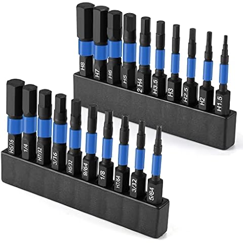 Allen Wrench Drill Bits - BEBEEPOO 20pcs (Metric&SAE), S2 Alloy Steel Material, Magnetic & Torque Reduction Function, Anti-Corrosion Black Phosphating Treatment - Hex Bit Set for Durable & Precise Use Cover