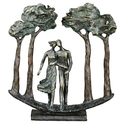 Escultura de pareja en mesa de resina con base negra miniatura 1
