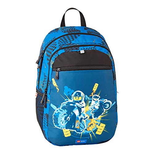 LEGO® - Small Extended Jungen Rucksack - LEGO®, City Race 2023 - Schaumgepolstertes Rückenteil und 1x1 LEGO Reißverschlusszipper - Reflektoren an allen vier Seiten
