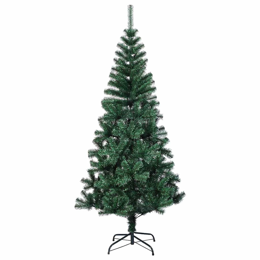 Sztuczna podświetlana choinka, zielona, 210 cm, realistyczna, z 300 diodami LED o ciepłej białej barwie, PCW i metal, do użytku wewnątrz i na zewnątrz