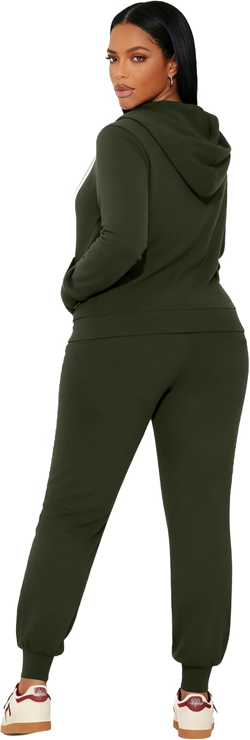 CLOCOR Womens 2 Piece Outfits Sweatsuits - Tracksuit Set Long Sleeve Crop Top & Drawstring Wide Leg Pants with Pockets - Image 2