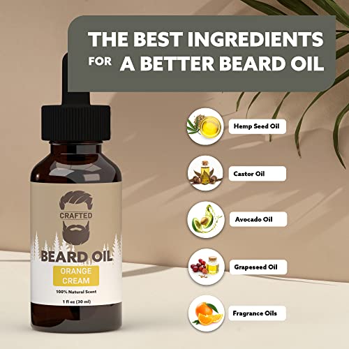Beard Oil By Crafted Beards - Beard Oil Conditioner - Leave Your Beard Feeling Amazing - All Natural Ingredients - No Residue - Mustache Oil - 1Oz - Made In The Usa (Orange Cream) #TOP5