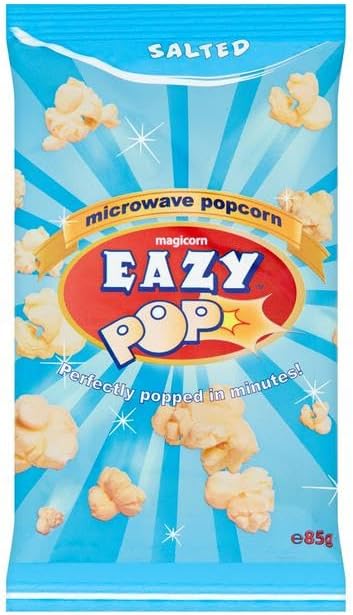 Easypop Salted Microwave Popcorn 85g (4 Pack) | Delicious Fluffy & Popcorn | Perfect for Movie Nights & Snacking | Salted Flavor for a Classic Taste | Pops in Minutes in the Microwave