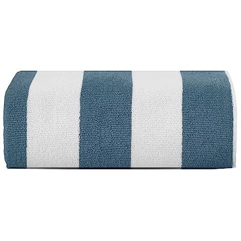 SweetNeedle - Beach Towels for Adults - Sea Glass Green Cabana Striped Classic Cover