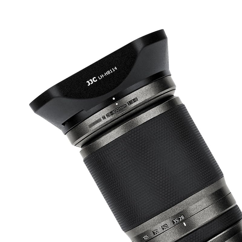 JJC Bayonet HB-114 - Parasol para lente NIKKOR Z 28-400 mm f/4-8 VR/NIKKOR Z 24-120 mm f/4 S - Sustituye a la visera Nikon HB-114 - Filtro de 77 mm y tapa de lente compatible