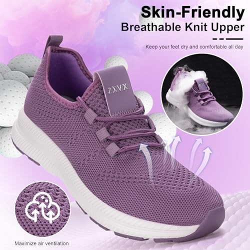 Image of Wide Toe Box Shoes Women Non-Slip Wide Width Sneakers Ultra Light Extra Wide Road Running Shoes for Women Breathable Tennis Walking Gym Workout Trainer 8818 Purple 43