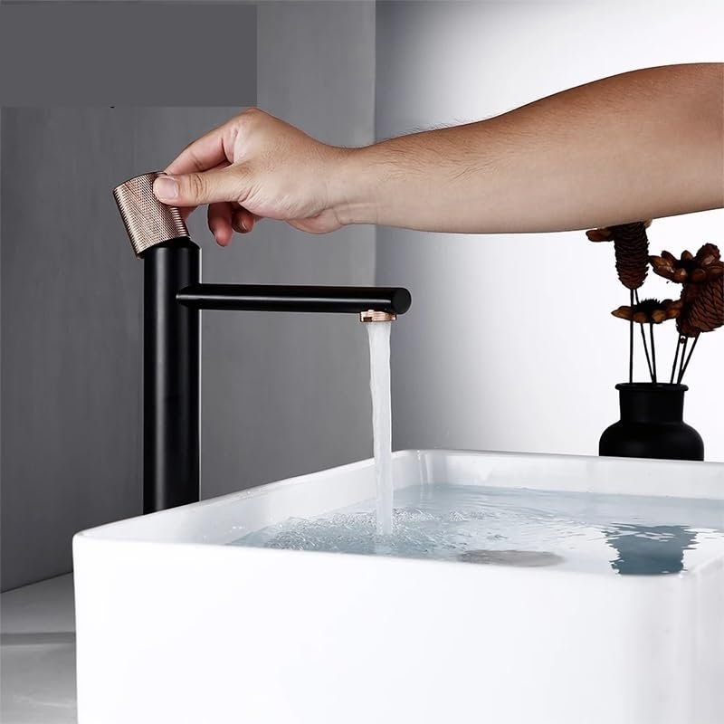 Robinet de lavabo eau chaude et froide à bouton moleté pivotant - 5