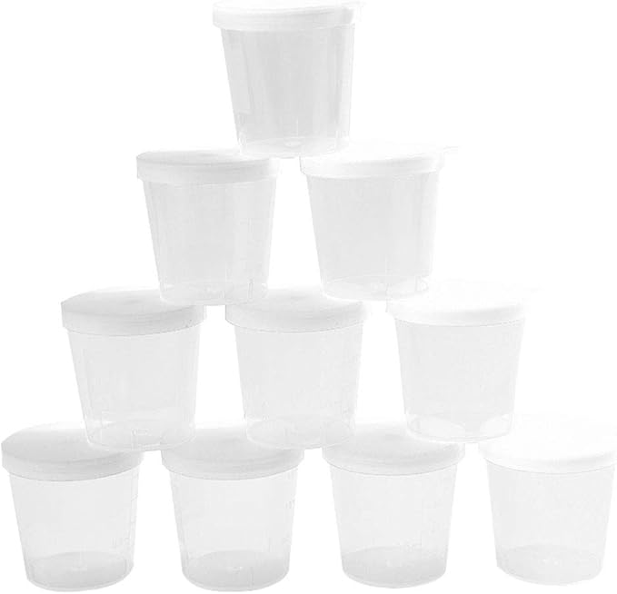 10pcs Plastic Medicine Cups with Lids, 30ml Clear Reusable Graduated