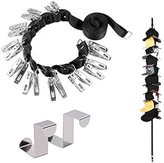 JEZOMONY Cap Rack,Door & Wall Mounted 20 Baseball Caps Organizer Hanger Towels Racks Closet Hooks,Suitable for Hats,Scarfs,Handbag,Socks,Tie,Storage Behind the Door,for Home&Travel (1 Pack)