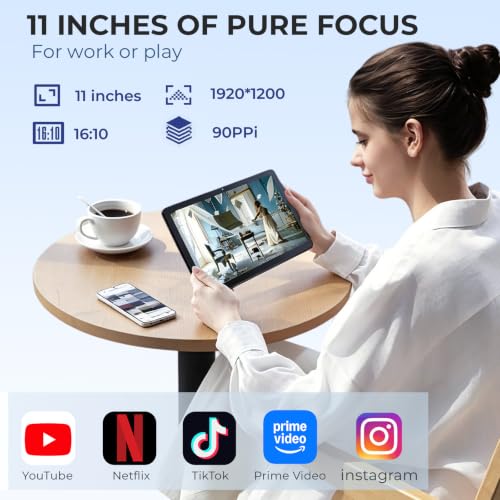 Image of Tablet 11 Inch, Android 16 Tablet with Keyboard for Work & Study | Octa T7250, 32GB+128GB, 8000mAh & Fast Charge, 1920P IPS, 8+16MP Camera, with Case, Mouse & Stylus, WiFi+BT5.0, Widevine L1