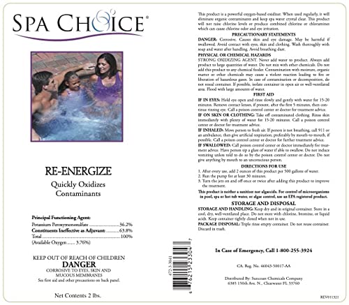 Spa Choice 472-3-3041-02Bx Re-Energize Hot Tub Shock 2-Pounds, 2-Pack #TOP2
