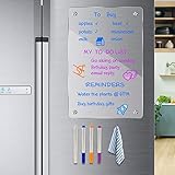 JonXon 8"x12" Acrylic Magnetic Dry Erase Board for Fridge, Clear Acrylic Magnet Calendar for Refrige