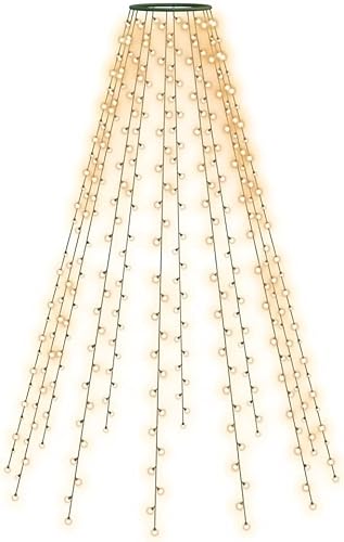 vidaXL 180 luces LED de color blanco cálido, uso en interiores y exteriores, luces de árbol de Navidad de bajo consumo alimentadas por USB con cable