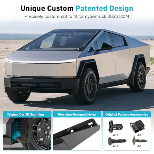 Image of Mud Flaps Splash Guards - Compatible with Tesla Cybertruck 2023 2024,No Drilling No Tape Vehicle Fenders Sediment Protection Mudguards Tire Protector Mudflaps All Weather(Set of 4), Black