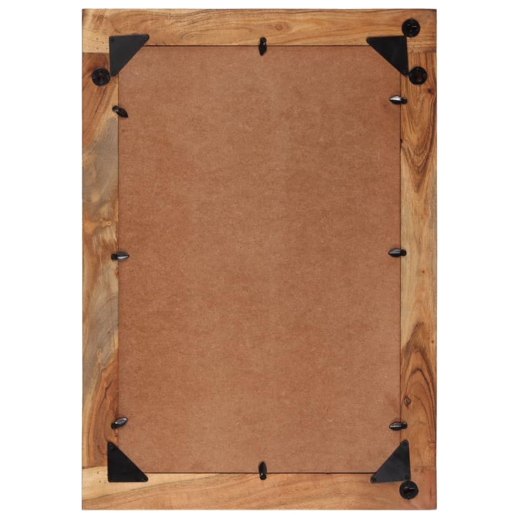 Espejo de pared rústico de madera maciza recuperada, 70 x 50 cm, con cristal transparente, ideal para baño, pasillo o dormitorio, montado