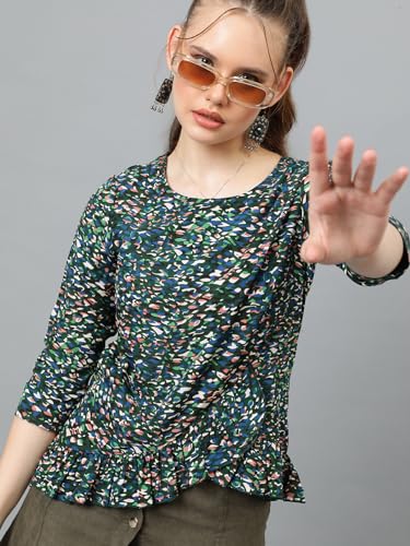 Image of KOTTY Women's Casual Regular Sleeves Printed Multicolor Top