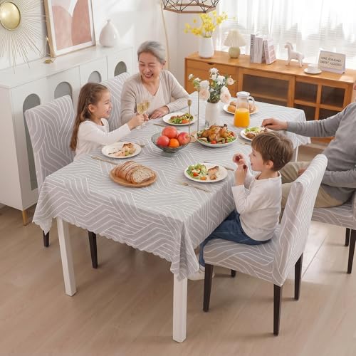 Image of Styleys Dining Chair Cover with Table Covers for Kitchen Waterproof Dining Table Cloth (1 Table Cover + 4 Chair Cover, Complex Grey, CTSD3113)