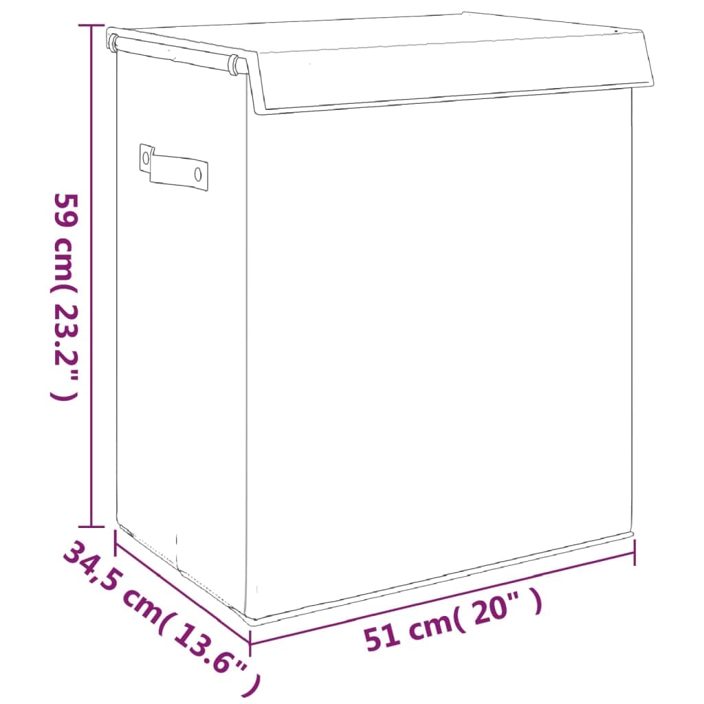 Faltbarer Wäschekorb Grau aus Leinenimitat, 51 x 34,5 x 59 cm, 2 Fächer, Deckel, Tragegriff, Wäschebox für Badezimmer Schlafzimmer Waschküche Ordnung