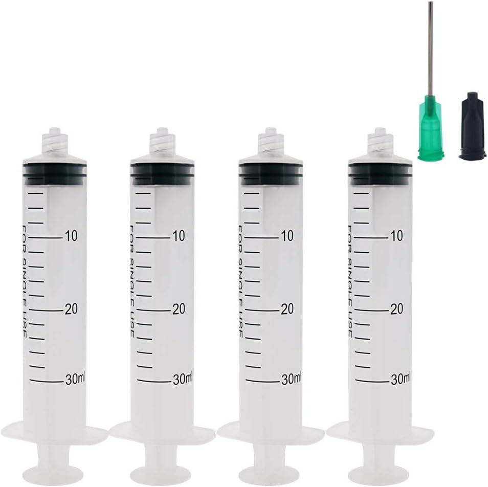 Shintop 30ml Syringe with 18G 1 Inch Blunt Tip Needles and Syringe Caps for Experiments, Industrial Use (12 Pack)