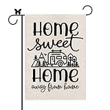 Camping Sweet Home Garden Flag Away from Home Camper Vertical Burlap Double Sided Farmhouse Outdoor