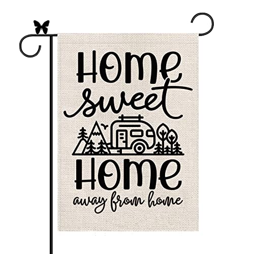 Camping Sweet Home Garden Flag Away From Home Camper Vertical Burlap Double Sided Farmhouse Outdoor Decorations Yard Lawn Decor 12.5 X 18 Inch #TOP4
