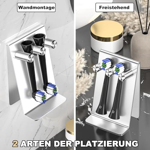 Zahnbürstenhalter Elektrische Zahnbürste, XILIMEN Zahnbürstenhalter Wand Kinder, SUS304 Edelstahl Freistehend Zahnbürstenkopf Halter Organizer, Halterung Elektrische Zahnbürste Wand Ohne Bohren