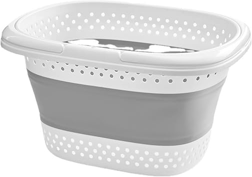 60L Plastic Laundry Baskets,Laundry Hamper with Handles,Collapsible Laundry Bins for Bathroom,Bedroom,Living Room,Laundry room,Nursery Room, Clothes, Toys, BlanketGrey