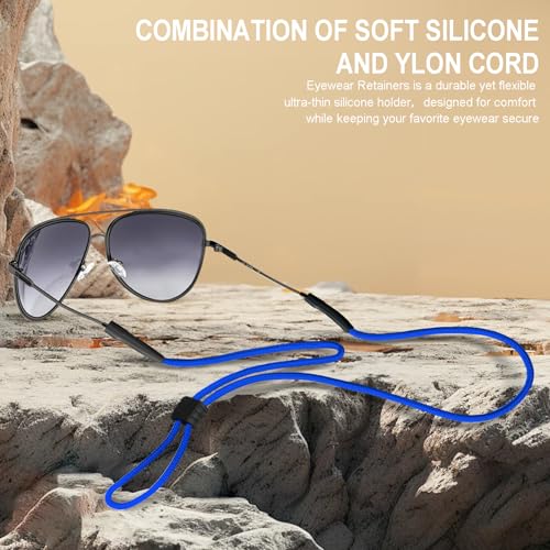 2PCS Universal Blue Eye Glasses Holder Strap Sunglasses Straps Cords for Men Women Kids Boys Girls Glasses Strap Adjustable Sun Eyeglass Holders String Holder Strap Eyewear String Lanyard Retainer