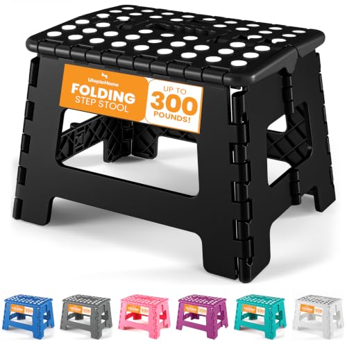 Utopia Home Sgabello Bambini Pieghevole – Antiscivolo Portatile Nero