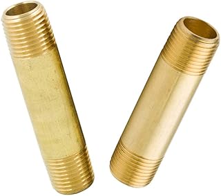Legines Brass Pipe Fitting, Long Nipple, 1/4" NPT Male x 1/4" NPT Male, 2-1/2" Length (Pack of 2)