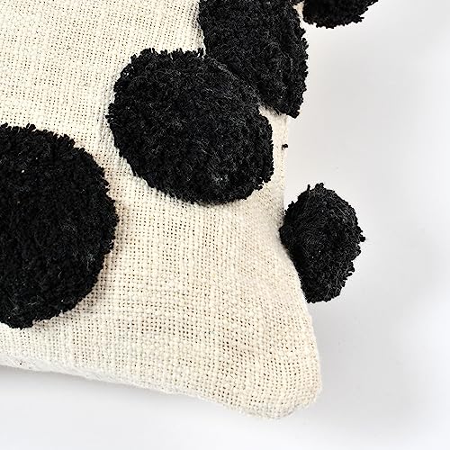 Image of TIB Premium Boho Decorative Throw Cushion Covers, 16 x 16 cm, Set of 2, Cotton. (Circle Black)-230 TC