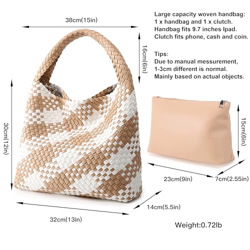 Image of Queenoris Fashion Hobo Bags for Women Top-handle Shoulder Bag Vegan Leather Purses Soft Summer Tote Bag | WOVEN